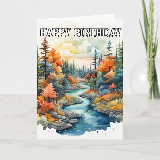 Gelukkige Verjaardag Scenery Buitenlandschap Kaart (Voorkant)