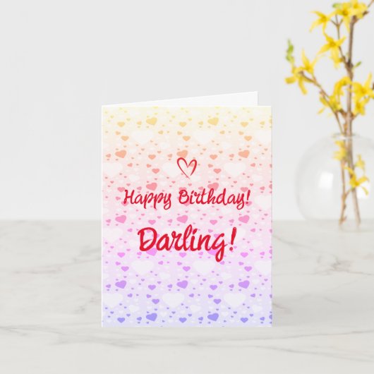 Gelukkige verjaardag schat, liefde harten modern kaart (Gele Bloem)