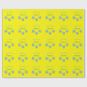 Gelukkige verjaardag schattige bouncy blauwe kitte cadeaupapier (Vlak)