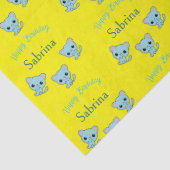 Gelukkige verjaardag schattige bouncy blauwe kitte tissuepapier (Detail)