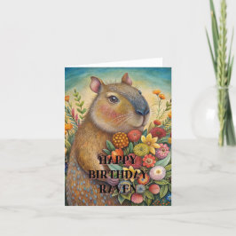 Gelukkige verjaardag schattige capybara foldet kaa bedankkaart