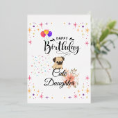 Gelukkige verjaardag schattige dochter's verjaarda folie uitnodiging (Staand Voorkant)
