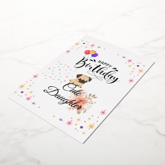 Gelukkige verjaardag schattige dochter's verjaarda folie uitnodiging (Gedraaid)