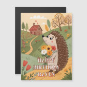 Gelukkige verjaardag schattige egel Magnetische Ka (Voorkant / Achterkant)