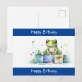 Gelukkige verjaardag Schattige groene kikker met i Briefkaart (Voorkant / Achterkant)