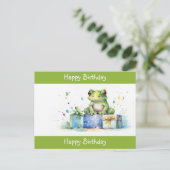 Gelukkige verjaardag Schattige groene kikker met i Briefkaart (Staand voorkant)