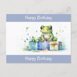 Gelukkige verjaardag Schattige groene kikker met i Briefkaart