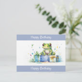 Gelukkige verjaardag Schattige groene kikker met i Briefkaart (Staand voorkant)