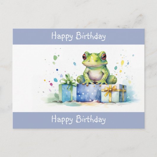 Gelukkige verjaardag Schattige groene kikker met i Briefkaart (Voorkant)