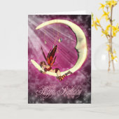 Gelukkige verjaardag Schattige januari Moon Fairy Kaart (Gele Bloem)