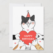 Gelukkige Verjaardag schattige katten Feestdagenkaart (Voorkant)
