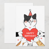 Gelukkige Verjaardag schattige katten Feestdagenkaart (Voorkant / Achterkant)