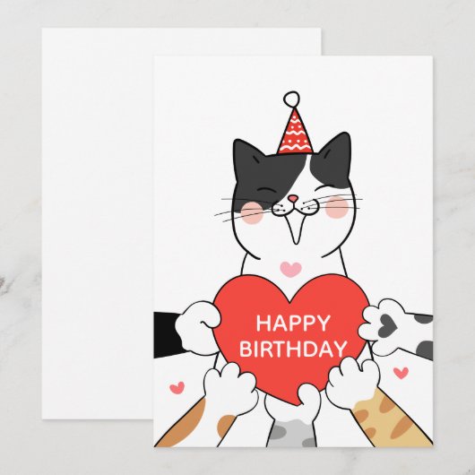 Gelukkige Verjaardag schattige katten Feestdagenkaart (Voorkant / Achterkant)