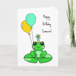 Gelukkige verjaardag | Schattige kikker met ballon Kaart