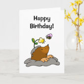 Gelukkige verjaardag! (schattige mol) kaart (Gele Bloem)