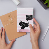 Gelukkige Verjaardag Schattige Zwarte Kat Briefkaart