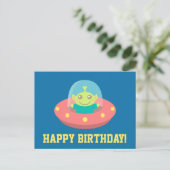 Gelukkige Verjaardag, Schattigee Alien in Ruimteva Briefkaart (Staand voorkant)