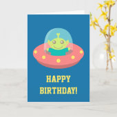 Gelukkige Verjaardag, Schattigee Alien in Ruimteva Kaart (Gele Bloem)