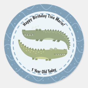 Gelukkige Verjaardag Schattigee Alligators Zoo Die Ronde Sticker