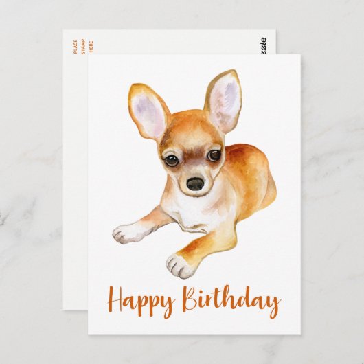 Gelukkige Verjaardag Schattigee Chihuahua Puppy Do Briefkaart (Voorkant / Achterkant)
