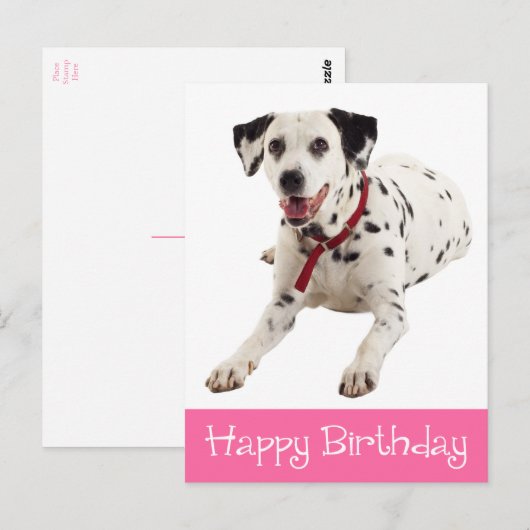 Gelukkige Verjaardag Schattigee Dalmatische Puppy  Briefkaart (Voorkant / Achterkant)
