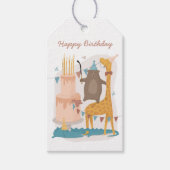 Gelukkige verjaardag. Schattigee dieren: beer gira Cadeaulabel (Voorkant)