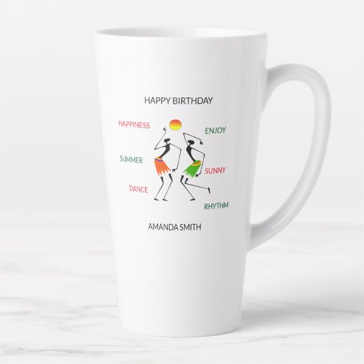 Gelukkige Verjaardag Schattigee Geluksdans Latte Mok (Rechts)