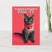 Gelukkige Verjaardag Schattigee Kat Gekleed in Tru Feestdagen Kaart (Voorkant)