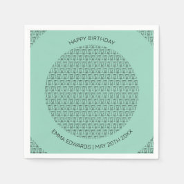 Gelukkige Verjaardag Schattigee Kokosnoot Trees si Servet