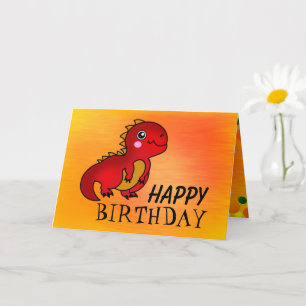 Gelukkige Verjaardag Schattigee Rode Dinosaurus Kaart