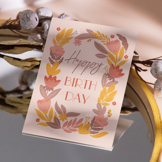 Gelukkige verjaardag. Schattigee roze botanische t