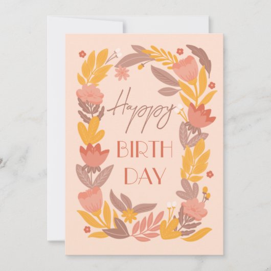 Gelukkige verjaardag. Schattigee roze botanische t (Voorkant)