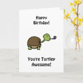 Gelukkige Verjaardag - Schildpad Kaart (Gele Bloem)