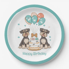 Gelukkige verjaardag Schnauzer honden Papieren Bordje