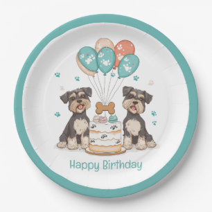 Gelukkige verjaardag Schnauzer honden Papieren Bordje