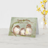 Gelukkige Verjaardag Schoondochter Sparrow Bird Fa Kaart (Gele Bloem)