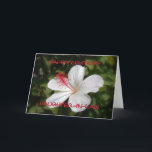 Gelukkige Verjaardag schoondochter Witte Hibiscus  Kaart<br><div class="desc">Deze witte hibiscus (Hibiscus waimeae) is een inheemse Hawaï en is een zeldzame soort van geurende hibiscus. De Hawaïanen noemen dit hibiscus "Kokio kea",  wat "wit als sneeuw" betekent. Pas een groet aan,  voeg tekst toe en upload uw eigen foto.</div>