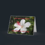 Gelukkige Verjaardag schoondochter Witte Hibiscus  Kaart<br><div class="desc">Deze witte hibiscus (Hibiscus waimeae) is een inheemse Hawaï en is een zeldzame soort van geurende hibiscus. De Hawaïanen noemen dit hibiscus "Kokio kea",  wat "wit als sneeuw" betekent. Pas een groet aan,  voeg tekst toe en upload uw eigen foto.</div>