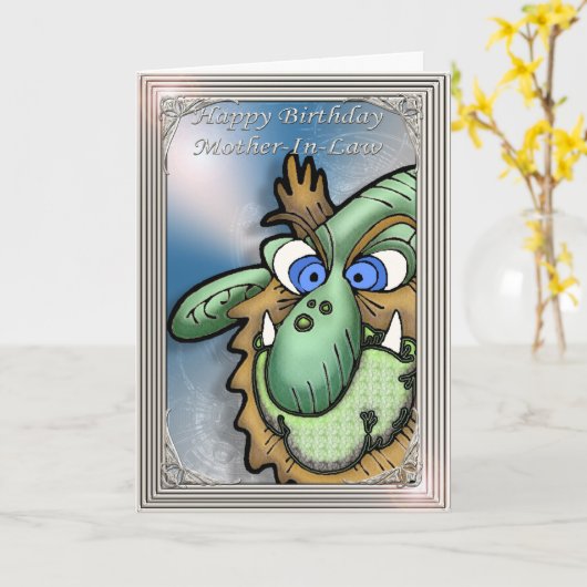 Gelukkige verjaardag schoonmoeder humoristisch kaart (Gele Bloem)