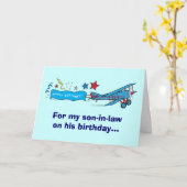 Gelukkige verjaardag schoonzoon vliegtuig kaart (Gele Bloem)