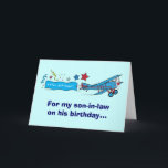 Gelukkige verjaardag schoonzoon vliegtuig kaart<br><div class="desc">Dit ontwerp is voorzien van een tweedekker. Voor overeenkomende items typt u "penguincornerstore biplane" in de zoekbalk van Zazzle.</div>