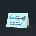 Gelukkige verjaardag schoonzoon vliegtuig kaart<br><div class="desc">Dit ontwerp is voorzien van een tweedekker. Voor overeenkomende items typt u "penguincornerstore biplane" in de zoekbalk van Zazzle.</div>