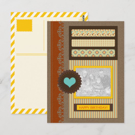 gelukkige verjaardag ( scrapbook ) briefkaart (Voorkant / Achterkant)