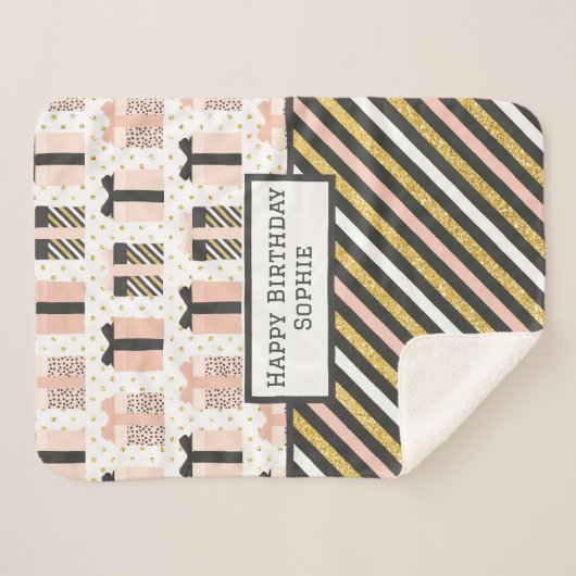 Gelukkige Verjaardag Sherpa Deken (Voorkant (horizontaal))