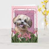 Gelukkige Verjaardag - ShihPoo - Maggie Kaart (Gele Bloem)