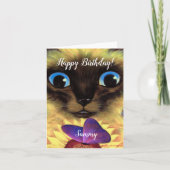 Gelukkige Verjaardag Siamese Kat Custom Naam Schil Kaart (Voorkant)