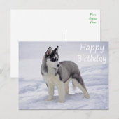 Gelukkige Verjaardag Siberische Husky Puppy Dog Po Briefkaart (Voorkant / Achterkant)