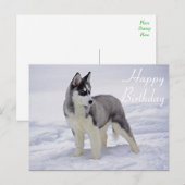Gelukkige Verjaardag Siberische Husky Puppy Dog Po Briefkaart (Voorkant / Achterkant)
