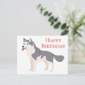 Gelukkige Verjaardag Siberische Husky Puppy Hond Briefkaart (Staand voorkant)