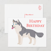 Gelukkige Verjaardag Siberische Husky Puppy Hond Briefkaart (Voorkant / Achterkant)